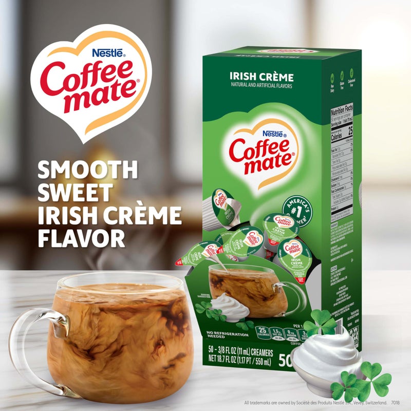 Coffee Mate Nestle Coffee mate Coffee Creamer, Irish Creme, Liquid Creamer Singles, Non Dairy, No Refrigeration, 0.375 fl oz Tubs (Pack of 200) - Image 2